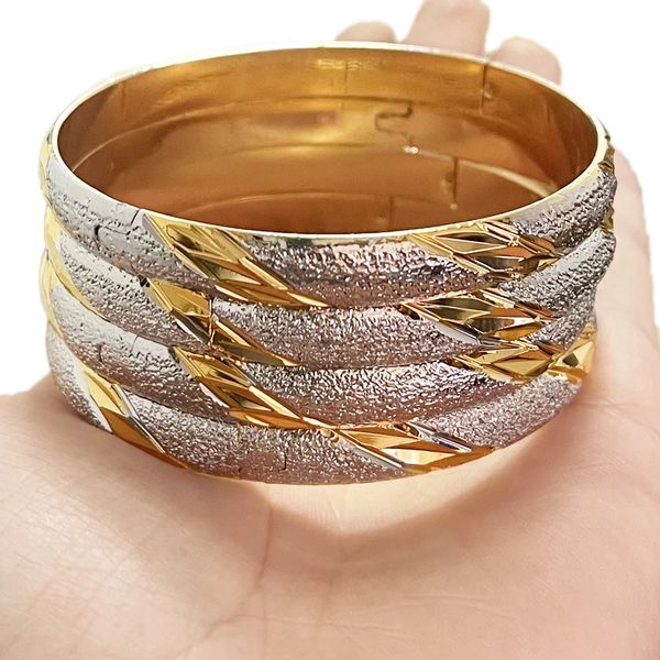 Lot de 4 bracelets de couleur or et argent pour femmes, bijoux de dubaï bicolores, de mariage éthiopien, cadeau africain classique, 240104