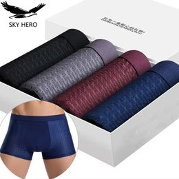 4pcsLot Heren Slipje Mannelijke Onderbroek Man Pack Shorts Boxers Ondergoed Slip Homme Calzoncillos Bamboe Gat Grote Maat 5XL6XL7XL 240105