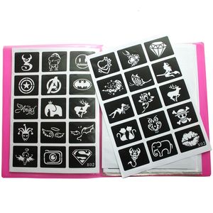 4PCSlot herbruikbare sticker tattoo stencils Bookpainting sjabloon airbrush glitter henna stencil set album vaste stijl 240418
