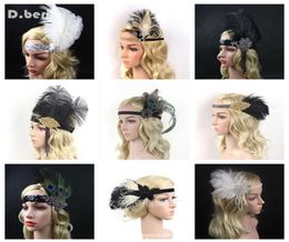 4PCSLOT Femmes Plume Bandeau Accessoires De Cheveux Strass Perlé Paillettes Bande De Cheveux Années 1920 Vintage Gatsby Party Headpiece5820961
