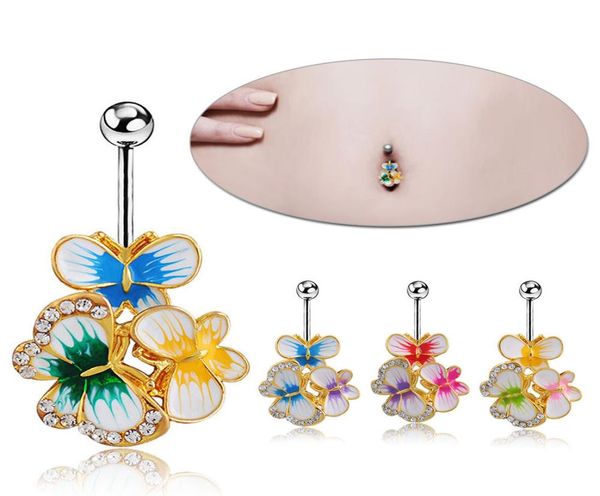 4pcSlots Nuevos joyas para el cuerpo Perfro de ombligo Anillo de mariposa anillo umbilical de acero al vientre 1390523