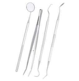 4pcspack outils d'hygiène dentaire kit dentiste dentiste miroir de la sonde de dentiste scalle d'écaille