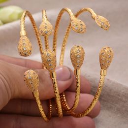 4pcsset 24k Gold Color Dubai Bangles for Women Girls Jewelry África Francia Bracelets Bangos de joyería Regalos 240517