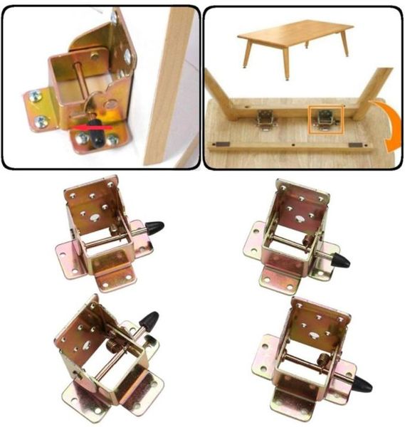 4pcSset 90 degrés verrouillage de fer Table pliant chaise support de jambe de jambe charnières pour meubles de maison