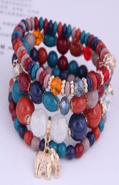 4pcSset Bohemia Resin Perles Bracelets en pierre de cristal pour femmes bijoux bijou de bracelet charmant