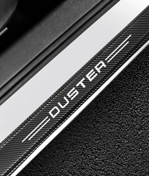 4 pièces ensemble autocollants décoratifs de couverture de seuil de porte de voiture pour Renault Dacia Duster accessoires de protection de seuil de porte automatique en Fiber de carbone 5444036