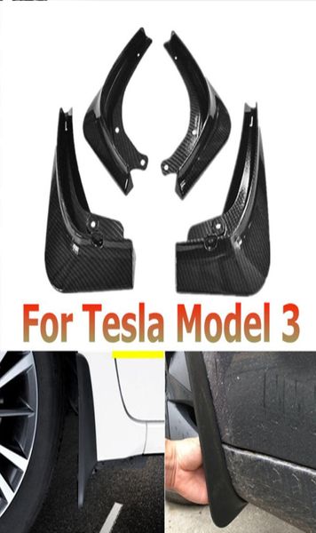 4pcSset Car Vold de boue Avant Gardes de boue arrière Gardes de boue Fender Fender Mudflaps pour Tesla Model 3 201620195280481