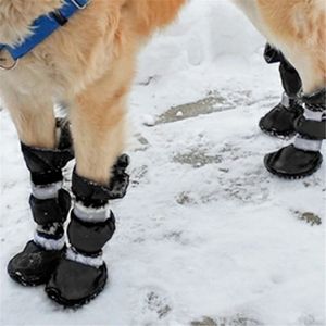 Bottes imperméables pour chiens, chaussures pour animaux de compagnie, avec bandes réfléchissantes, semelle antidérapante robuste, moyenne et grande, 5 tailles, 4 pièces, 240119