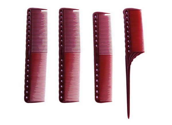 Peigne professionnel antistatique rouge terne, peigne de coiffure pour Salon de beauté, Kit de coupe de cheveux courts pour coiffeur, ensemble de 4 pièces, 2261536