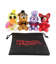 4pcSset in Bag Cartoon Movie FNAF Foxy Bonnie 5 Five Nights at Freddys en peluche Toy Chica Fazbear Fever Soft Farded Y2007031494520