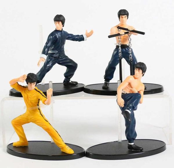 4 piezas set Kung Fu maestro Bruce Lee PVC figura colección juguetes regalo H08184396779