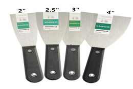 4pcSset Putty Couteau Scraper Blade 2quot 25quot 3quot 4quot en acier en acier Gandoue en plastique gratte