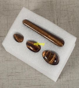 4pcSset Tiger Eye Yoni Oeuf percé de pierre de pierre de pierre de pierre de pierre de pierre de pierre de pierre Batte pour femmes Kegel Exercice Crystal Magic Ben Wa Balls Massage9944999