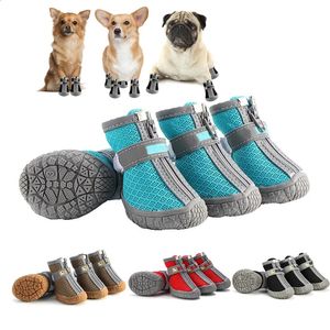 4pcSset étanche All Season Chaussures de chien Antislip Rain Boots Footwear Protector Breathable for Small Cats Dogs Chiens Bottises 240129