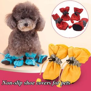 4pcSset Spoolproof Pet Dog Chaussures Chihuahua Antislip Rain Bothots for Small Cats Dogs Chiot WearResting Boties 240428