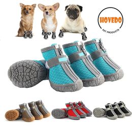 4pcsset imperméable à l'eau d'été chaussures de chien anti-dérapant bottes de pluie chaussures protecteur respirant pour petits chats chiot chiens chaussettes chaussons 240115