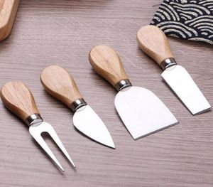 4pcssets kaas messen bord set eiken handgreep boter vork spreidingskit keuken kookgereedschap nuttige accessoires ZA32667607565
