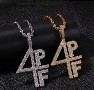 4PF Collier pendentif glacé Out Lab Diamond Numéro de lettre DJ Rapper Bijoux Street Style Chaîne GD7