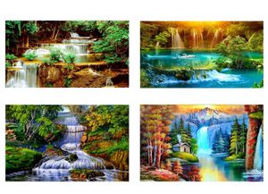 4 piècesLot bricolage cascade 5D diamant peinture pleine ronde perceuse paysage broderie point de croix mur Art décor à la maison6613663