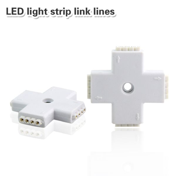 4Pin RGB connecteur croix bande LED accessoires d'éclairage x-tape fil d'extension pour 3014 3528 5050 LED RGB bande lumineuse