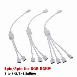 RVB RGBW 4pin 5pin Fil Connecteur 1 à 2/3/4 Femelle Splitter Connecteur Câble D'extension pour 3528 5050 5630 LED Bande Lumière