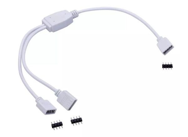 Connecteur LED rvb 4 broches 1 à 2 ports 4 broches blanc Mini fil de connexion rvb pour bande 3528/5050 SMD RVB MYY