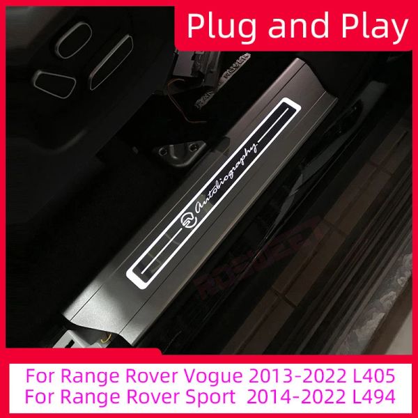 4PS LED Welcome Door Light pour Range Rover Sport 2014-2022 Vogue 2013-2022 PEDAL DORE BON SILL PLAQUE DE SCUF