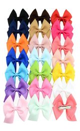 4quot filles solid grosgrain Hair Clips Bow Clips Ribbon Hairwow With Clips 60pcslot Fashion Kids Headwear Hair Accessoires 20 7030986