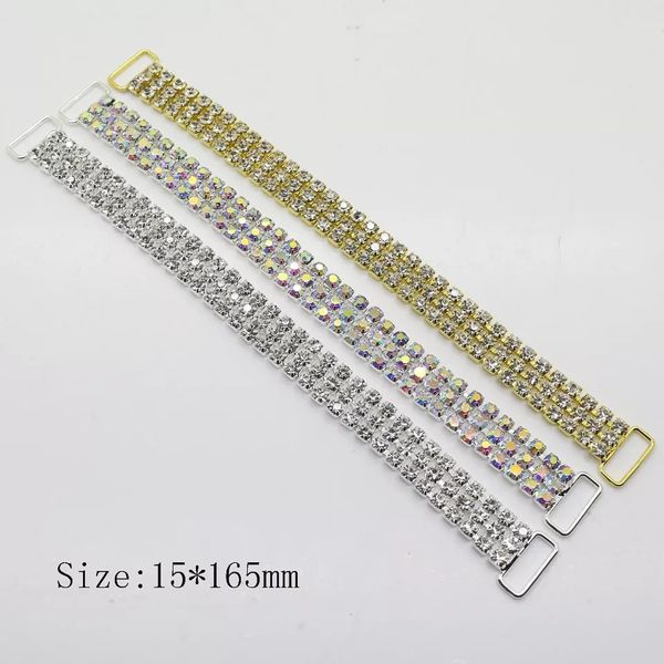 4ROWS plein cristal strass Bikini connecteurs boucle chaîne en métal pour la natation porter Bikini décoration