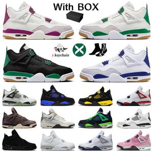 4S Basketball Chaussures Men Femmes Jump Man 4 baskets Pine Green Military Black Cat Photo poussière blanc rouge ciment oreo