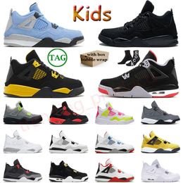 4s Big Kids Chaussures Jumpman 4 Basketball Kid Chaussure Bred Black Cat Fire Rouge Jaune Cool Gris Université Rose Militaire Bleu Baskets Enfants Garçons Filles Sport Baskets