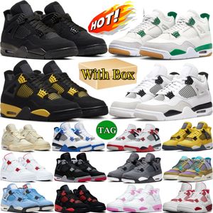 4S Black Cat Basketball schoenen Red Thunder 4 Cement Pine Green Seafoam Midnight Navy Militaire Oreo Olive Bred Frozen Moments Pure Money Canvas University Blue