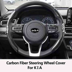 4S Auto -stuurwiel Cover koolstofvezel leer voor Kia Picanto Rio Ceed Sportage Cerato Soul Sorento Sportage auto Accessoires J220808