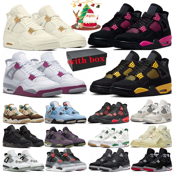 4s Jumpman 4 Chaussures de basket-ball Mentilles Mentières Frein Moments Military Black Cat What The Olive Neon Rose Red Cement Bred Sail Women Sneakers Sports