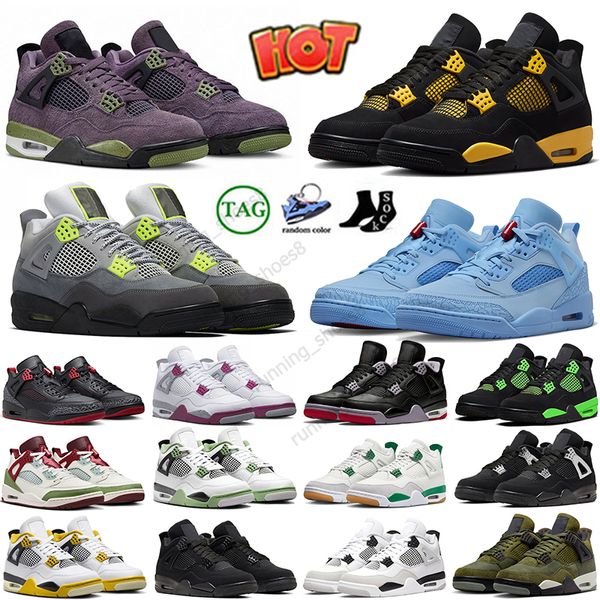 4s Hommes Femmes Chaussure de basket-ball Designer Jumpman 4 Militaire Black Cat Vivid Sulphur Bred Réimaginé Jaune Rose Bleu Thunder University Blue Runner DHgate Taille EUR36-47