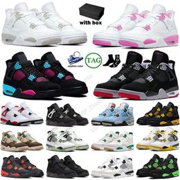 4s Hommes Femmes Chaussures de basket-ball 4 Bred Militaire Chat Noir Pin Vert Rose Bleu Tonnerre Blanc Oreo Minuit Marine Voile Infrarouge Feu Rouge Hommes Sports DHgate Baskets