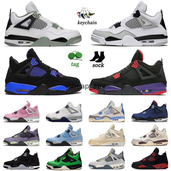 4s Military Black Cat Basketball Shoes 4 Jumpman Hombres Mujeres OG Sneakers J White Oreo Midnight Navy Seafoam University Blue Pink Off Bred Sail