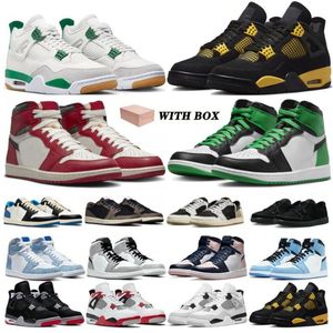 4s White Thunder 2024 Chaussures de basket-ball 1S Lucky Green Washed Pink 4 militaire Black Cat Fire Red Thunder Sail University Blue Cool Grays Seafoam Bred Sports Sneakers