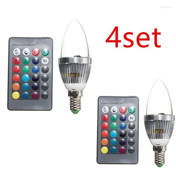 4set E14 RGB LED ampoule 16 couleur changeante bougie lampe télécommande maison sans fil