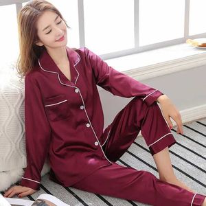 4SLP sexy pyjama's vaste kleur slaapkleding zijden satijn pyjama's paar ingesteld lange button-down pyjama's pak pijama dames mannen loungewear plus size pj set 2404101