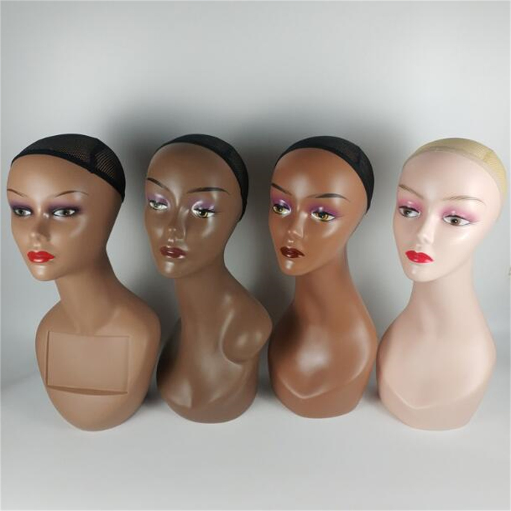 4 estilo ABS cabeza femenina de talla grande maniquí maniquí cosmetología con cuello largo salón de peluquería cabeza de muñeca para hacer peluca Dispay E096