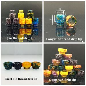 4 Stijlen Epoxyhars Kleurrijke Brede Boring Drip Tips 510 810 Draad Lange Korte Mondstuk voor TFV8 Baby Prince Kennedy Reload RDA Verstuiver Tank