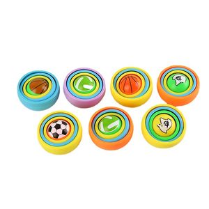 4styles hand spinner feest voorstander van plastic metaal 3d spinners regenboog gyro spinnen universele rotatie bovenste oog vingerspeeltjes voor kinderen cadeau meerlagig patroon willekeurig