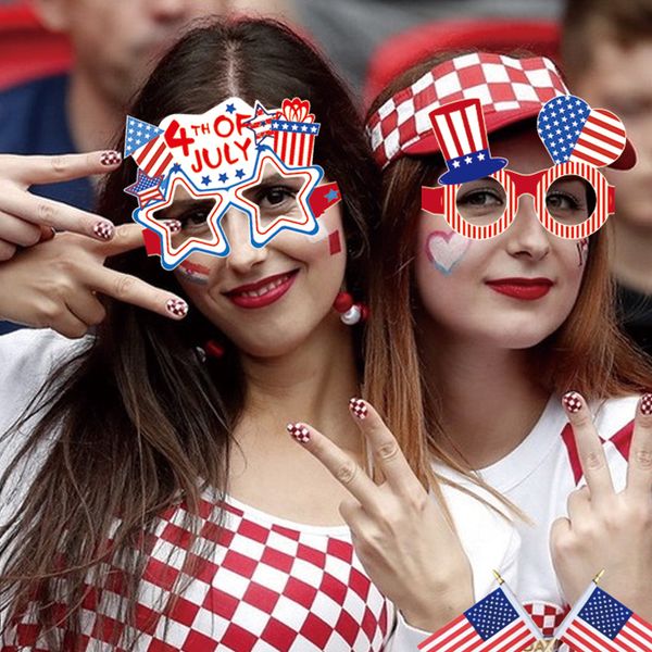 4 de julio Gafas de bandera estadounidense Gafas de sol de fiesta patrióticas de EE. UU. Gafas de sol de día de la independencia de rayas y estrellas rojas, azules y blancas