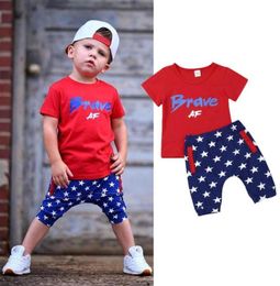 4 juillet Vêtements Toddler Baby Boys Boys Independence Day Sweat à sweat à sweat à sweat et pantalons à rayures étoiles Set335K4646818