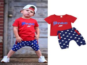4 juillet Vêtements Toddler Baby Boys Boys Independence Day Sweat à capuche et Pantalons à rayures étoiles Set335K4991164