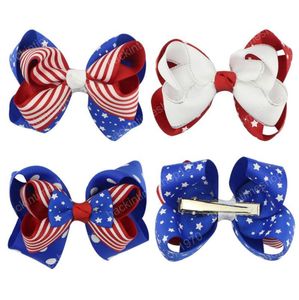 4 juillet Girls Hair Bows Clip Clip Flag Ribbons Accessoires de cheveux 35 pouces Indépendance Day American National Barrettes7099322