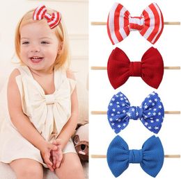 4 juli Haarband voor Kid Girls Bow Scrunchie American Independence Day Flag Girl Barrette Baby Hair Tie Hair Accessoire Hairbands Ribbon Bowknot Hoofddress