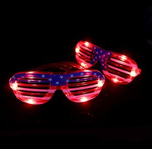 4 juli Feest Amerikaanse vlag Onafhankelijkheidsdag LED-bril VS Patriottisch Oplichten Sluiter Tinten Bril Rood Wit en Blauw