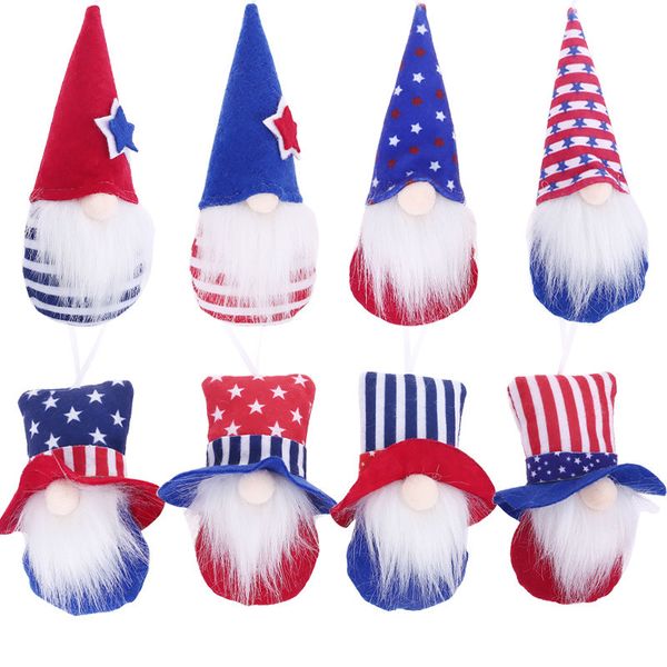 4th of July Party Decoration Gnome Independence Day Ornements suspendus 4pcs / set Veterana Days Nain Cadeau